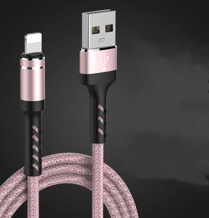 Fast charging iPhone USB cable 1m nylon braided aluminium alloy connector black