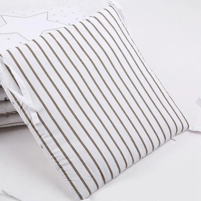 Set of six 30x30 cm pure cotton baby cot bumpers with cartoon computer embroidery pattern in photo colour
