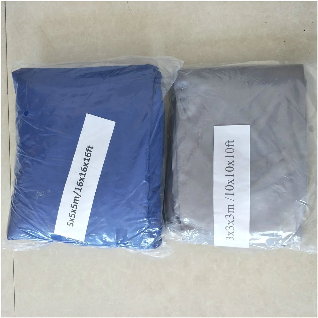 Curved square shade sail in blue colour measuring 3 metres by 4 metres