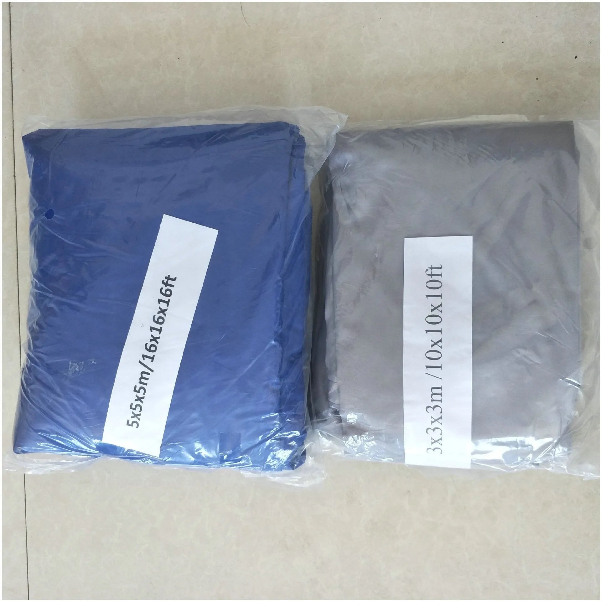 Curved square shade sail in blue colour measuring 3 metres by 4 metres