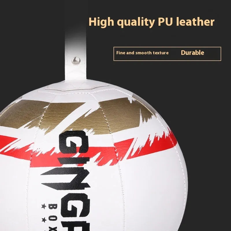 A black hanging boxing speed ball made of PU material for reaction training