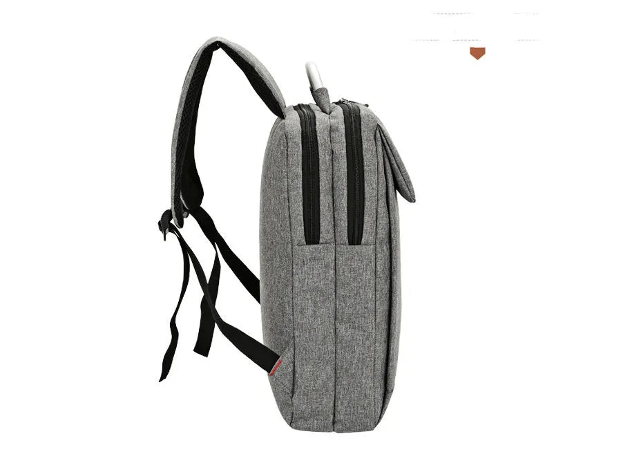Double shoulder nylon laptop backpack for 15 inch notebook in black colour