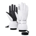 Pair of black waterproof touch screen ski gloves with non-slip palm for winter cycling or skiing