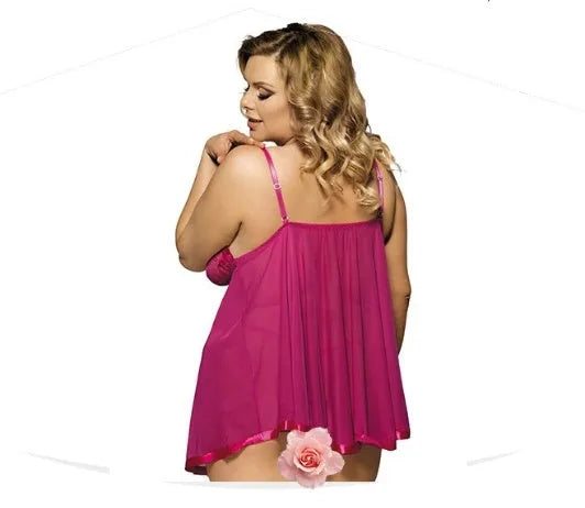 Women's plus size lace and mesh sleepdress lingerie in size 6XL on a hanger.