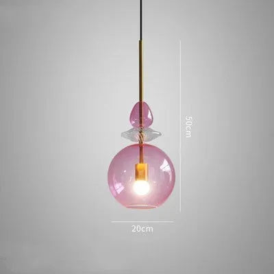 Glass bar counter chandelier with macarons candy design and adjustable height
