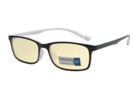 Unisex vintage round anti Blu-ray glasses with PC lens and plastic frame in blue black colour