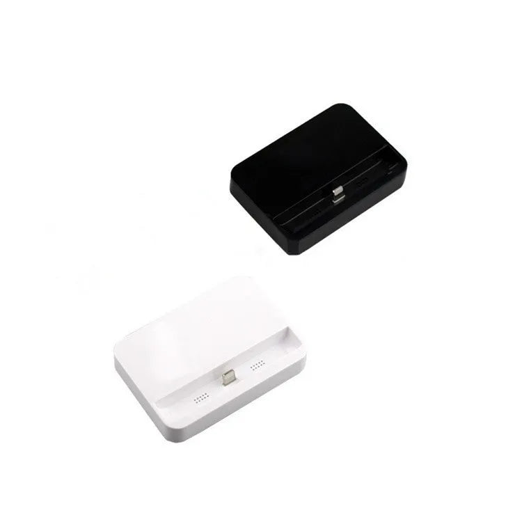 Portable 8 pin charging base dock for iPhone and iPod Touch, black or white, compact desk cradle