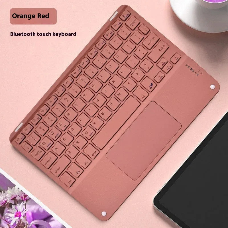 Square hat touch design Bluetooth wireless keyboard shown in multiple colour options on a desk.
