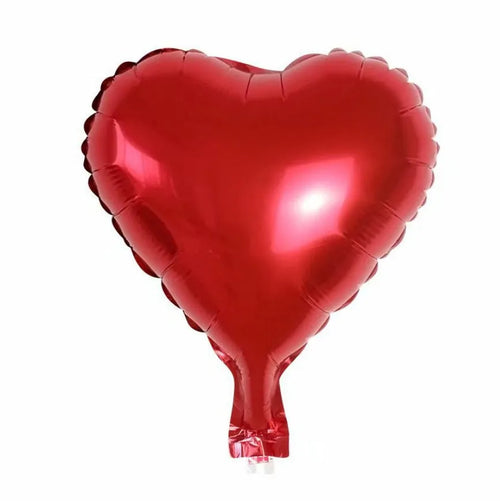 Set of five sparkling peach heart-shaped aluminium foil balloons in assorted colours.