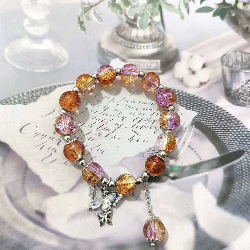 Chinese style glass bracelet with bamboo joint design elements in multiple colour options