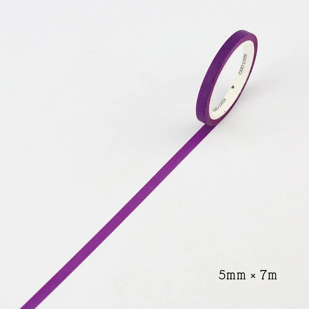 5mm wide solid colour paper tape roll in crimson and dark purple for stationery labelling