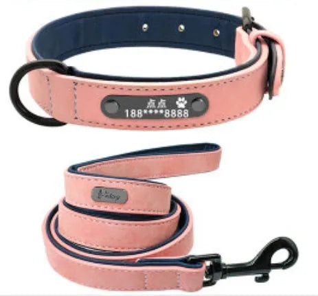 Custom dog tag identity card collar with microfiber leather surface, double D buckle, and painted alloy lock in multiple colours