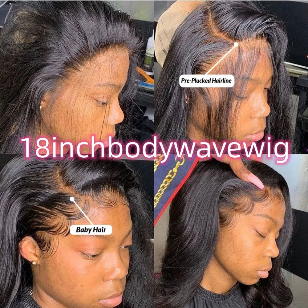360 full lace frontal body wave human hair wig in natural colour 1b#, 150% density, 20 inch length