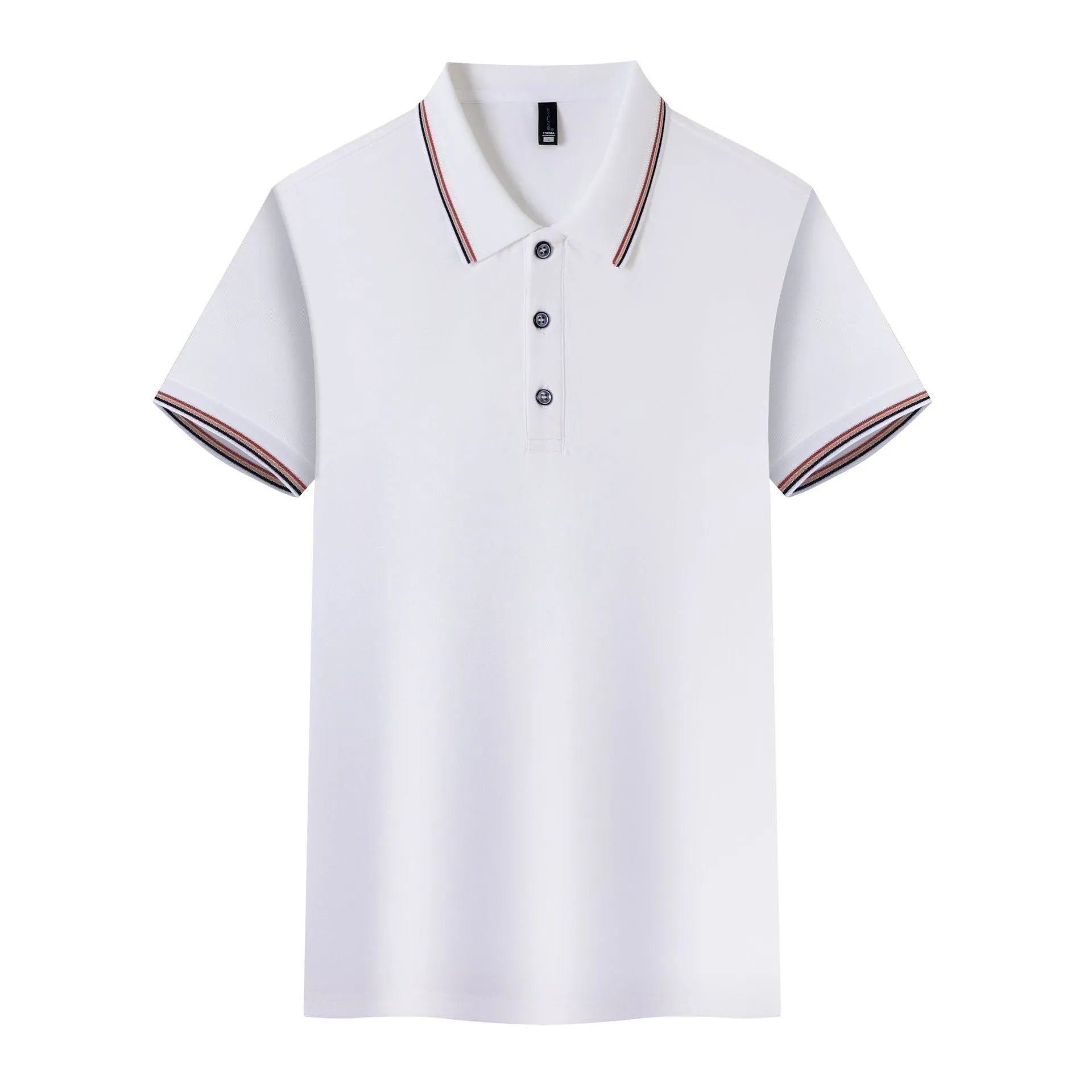 Solid colour ice silk polo shirt on a hanger showing apricot colour variant