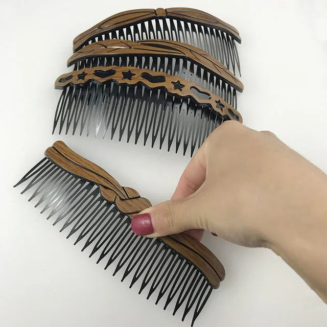 Retro Korean hair comb in plastic and resin, women's wavy styling, 10-piece set with colour options A1 to A10