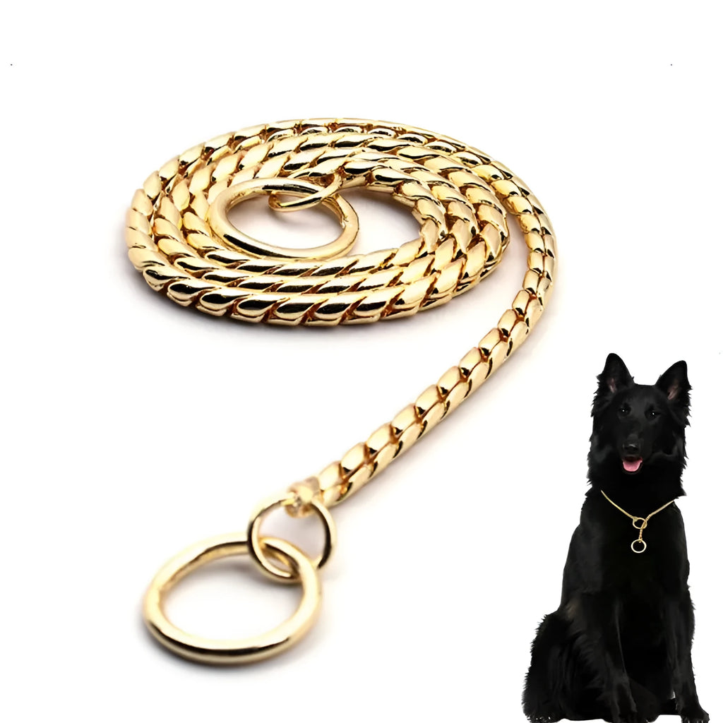 Metal dog collar in silver finish with 5.0x60cm size for large dogs