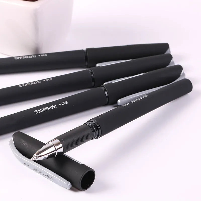 Frosted black carbon pen with 0.5mm tip, model S30, on white background