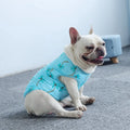 Blue cotton summer dog vest for small breeds like Teddy, thin casual style, front view