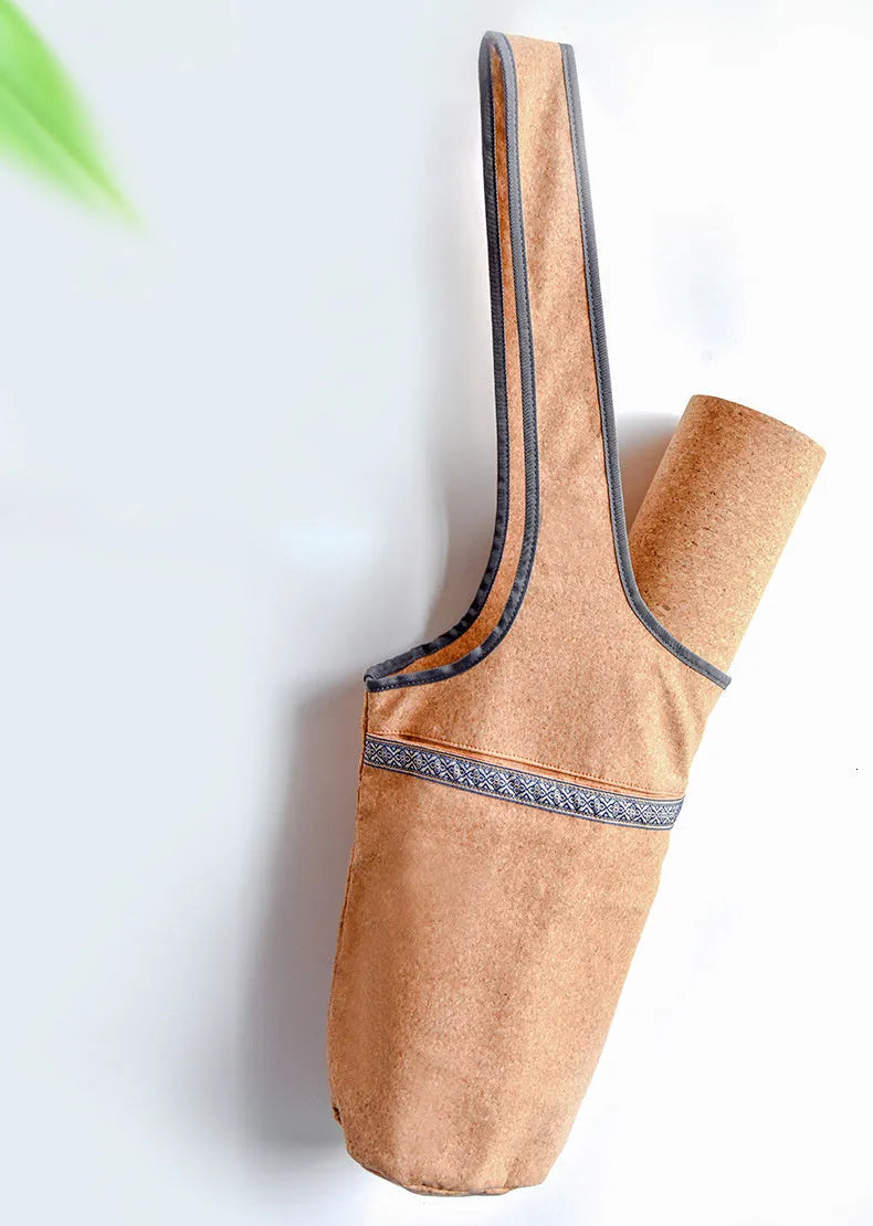 Cork yoga backpack in Cork colour with oversized zip pockets, made from cork and polyester.