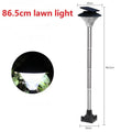 Solar-powered outdoor street light with solar panel and LED illumination in stainless steel and ABS construction