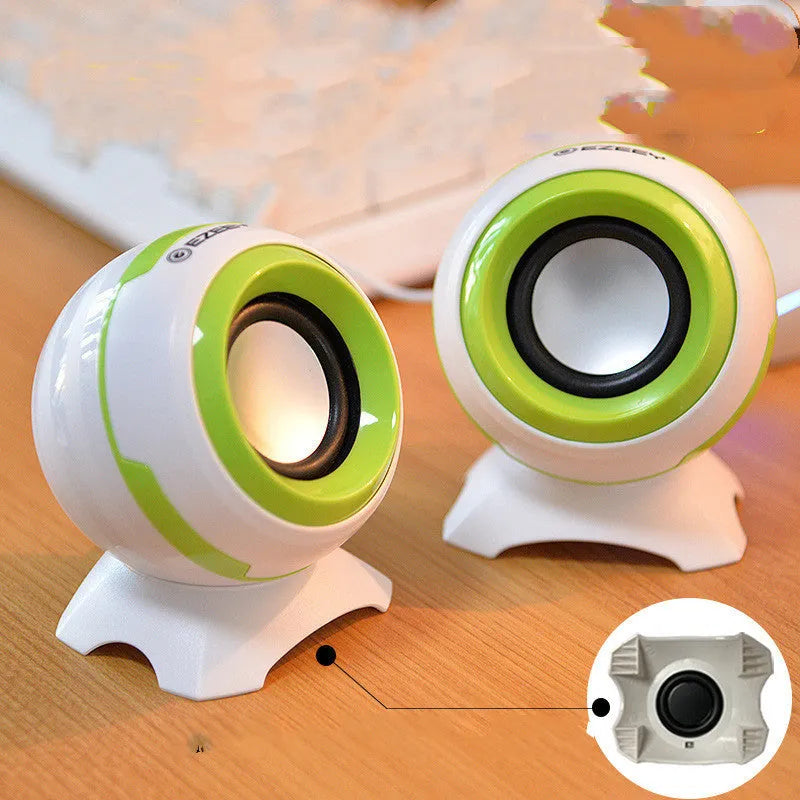 Mini multimedia desktop speakers for computers with USB power in multiple colour options