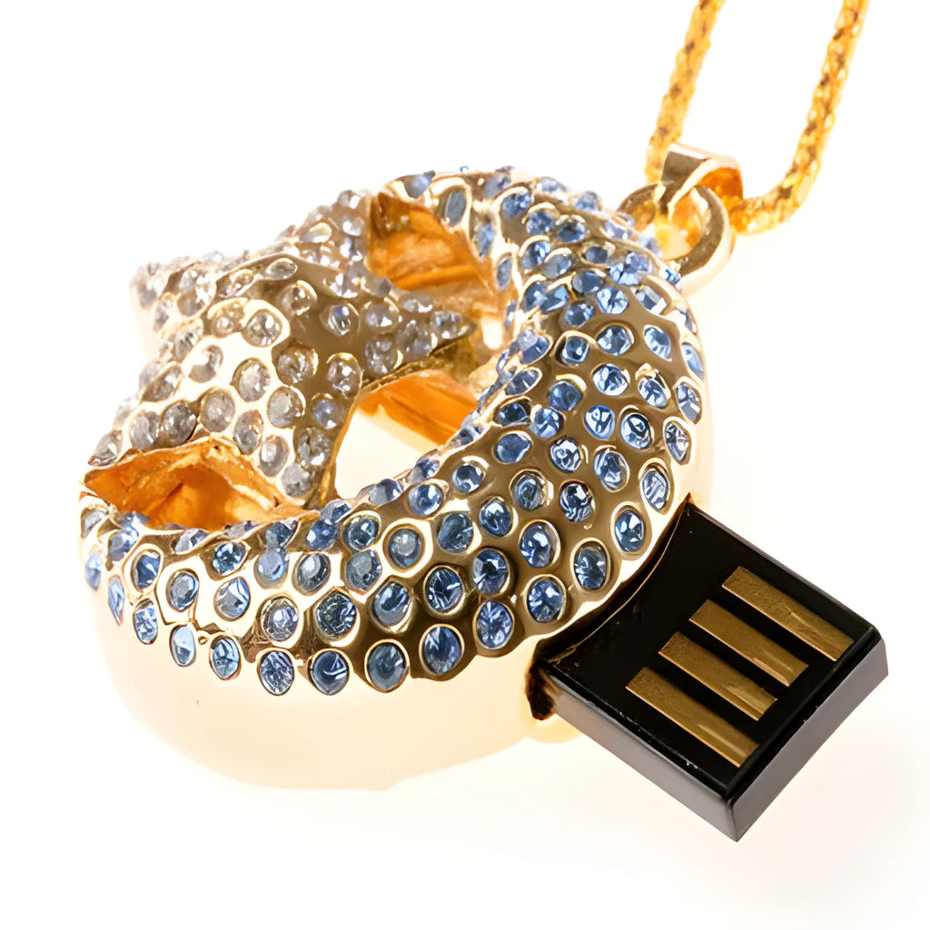 Silver Jewelry Xingyue metal USB flash drive with USB Type-A connector on a plain background.