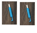 Sewing machine needle threader insertion tool plastic metal 7.2cm length blue colour
