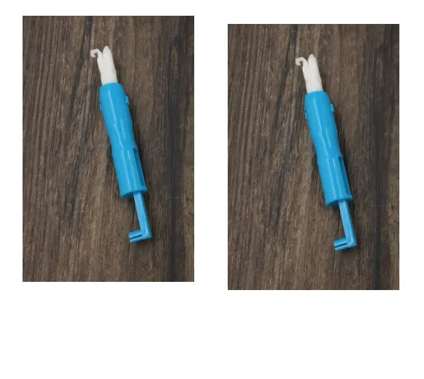 Sewing machine needle threader insertion tool plastic metal 7.2cm length blue colour