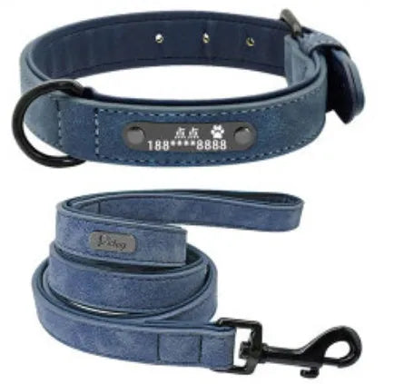 Custom dog tag identity card collar with microfiber leather surface, double D buckle, and painted alloy lock in multiple colours