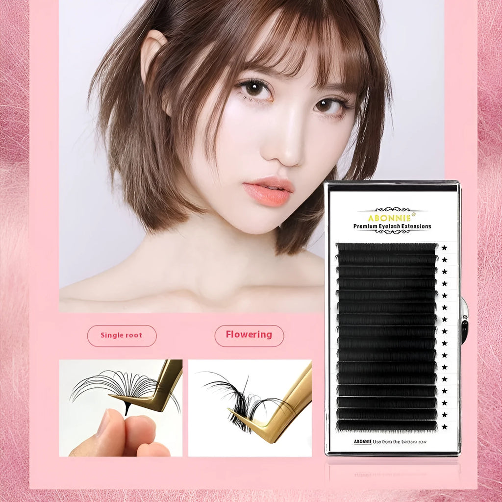 16-row dense false eyelashes in mink hair material showing length options from 8mm to 18mm
