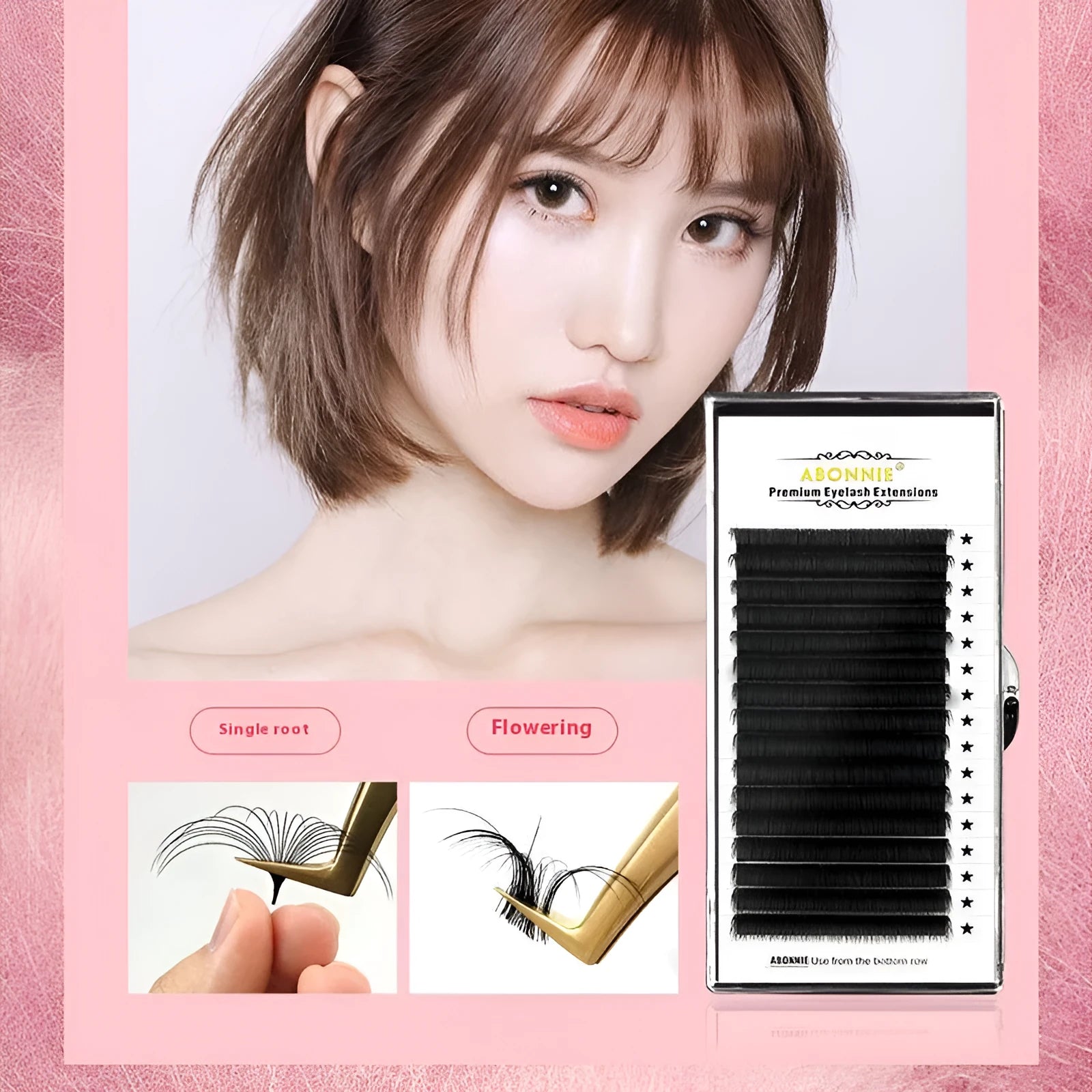 16-row dense false eyelashes in mink hair material showing length options from 8mm to 18mm