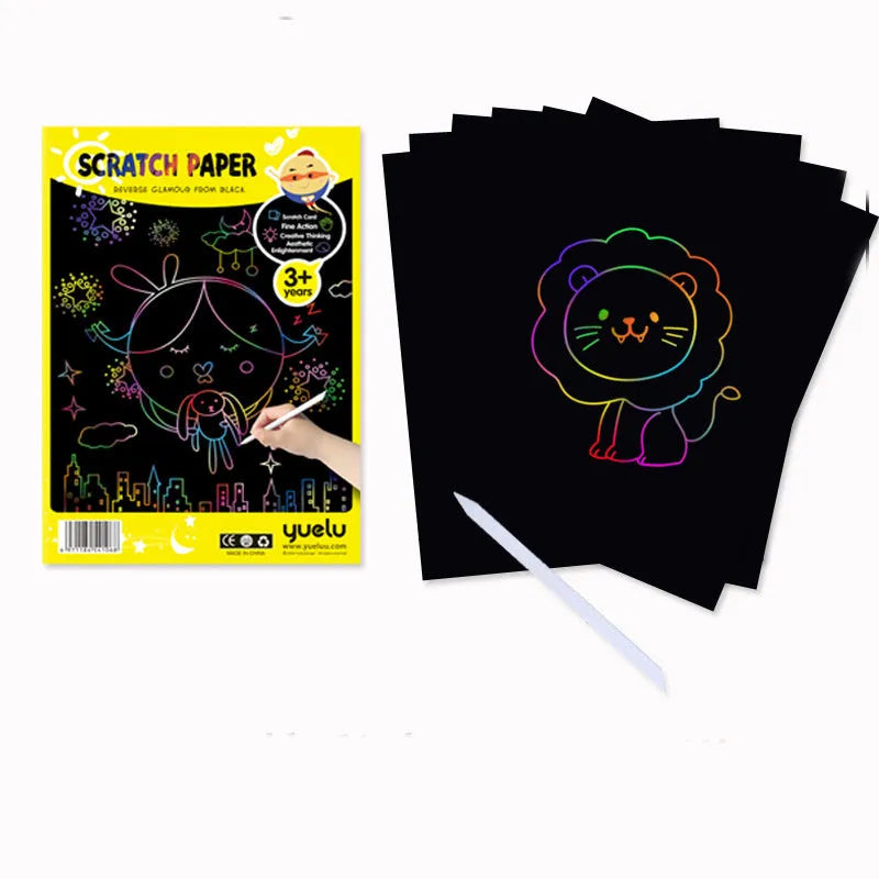 Handmade solid colour scraping drawing paper in A4 and 16K colourful models for children's art.