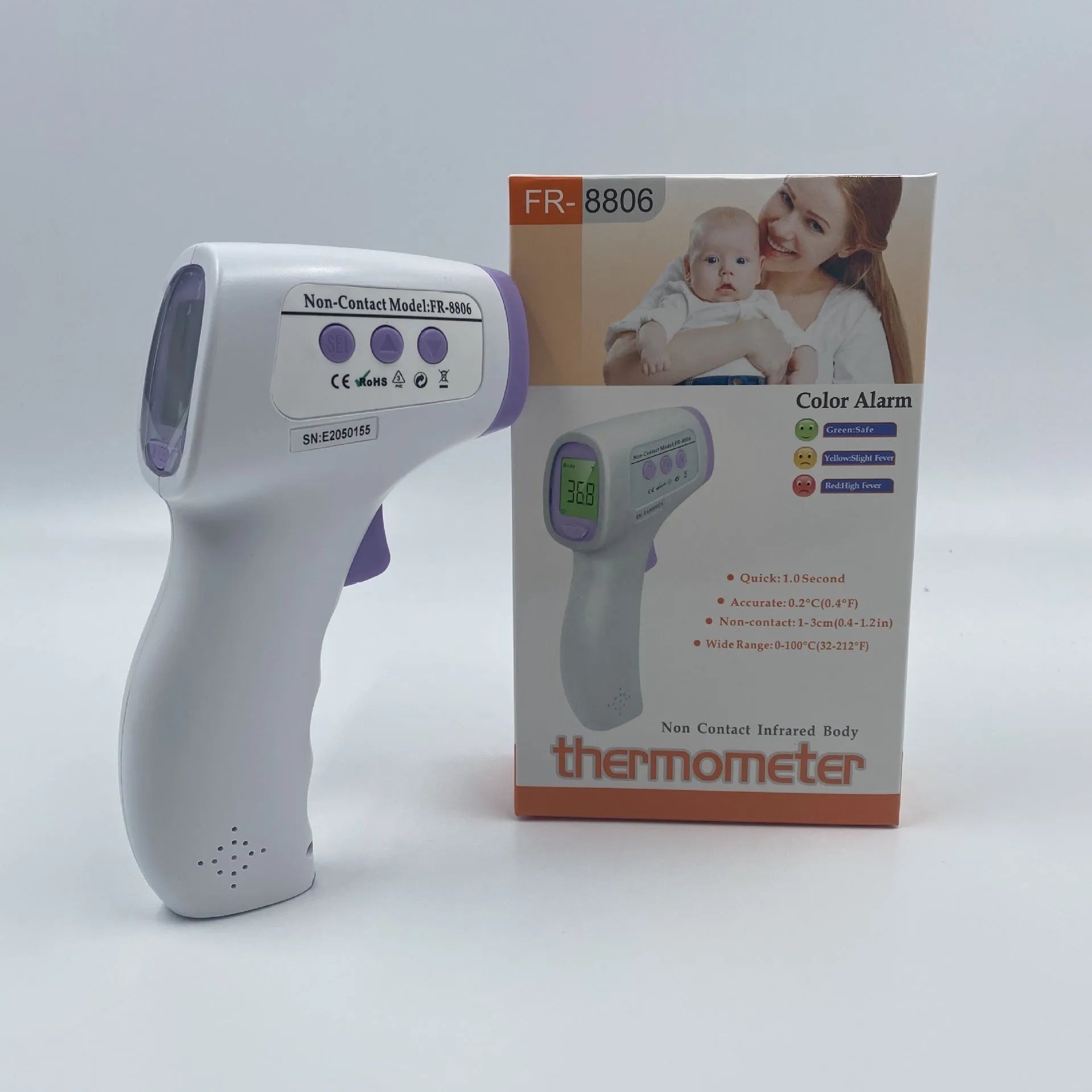 White digital thermometer for non-contact water temperature measurement