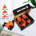 Plastic right angle punch installer clips for picture frame assembly in a set of four.