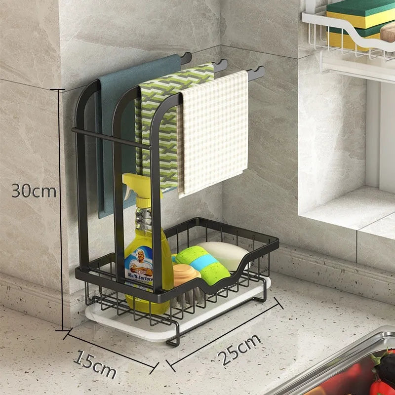 Foldable plastic kitchen storage rack in new Chinese style for wall or countertop rag draining