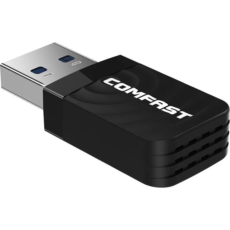 Black USB 3.0 dual band 1300Mbps wireless network adapter for desktop or laptop