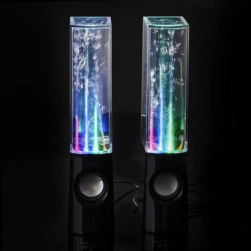 Wireless dancing water speaker with LED fountain, USB and 3.5mm connections, rectangular design