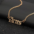 Collier Zodiac Old English alloy pendant necklace with engraved astrology sign symbol