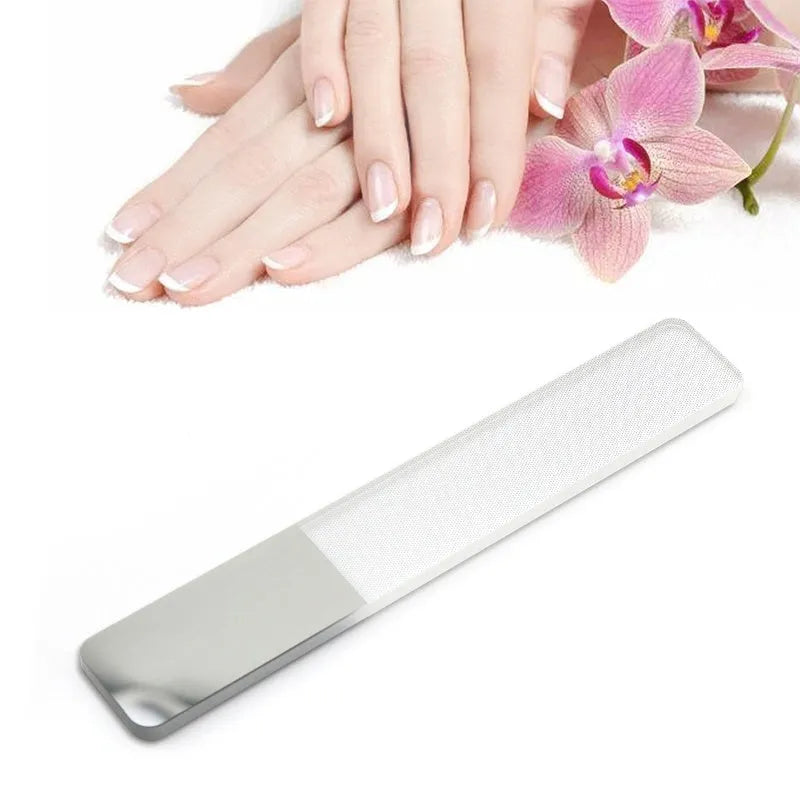 Transparent nano glass nail file 9 x 1.3 x 0.2 cm for physical nail polishing without polish