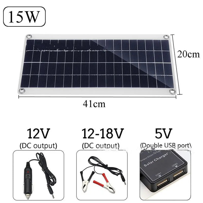 Polycrystalline silicon solar panel with dual USB ports for outdoor phone and tablet charging