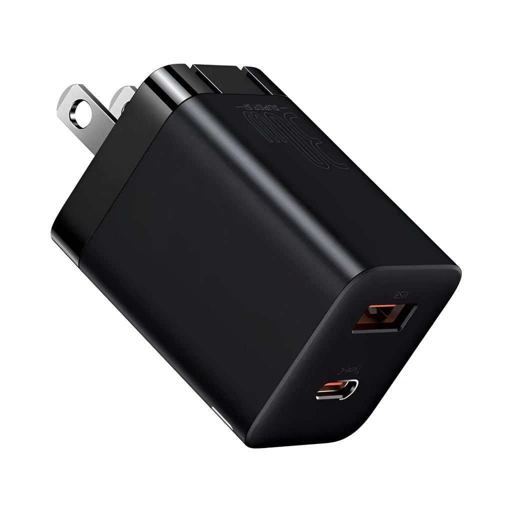 Super Silicon 30W mobile phone charging head in black with USB port