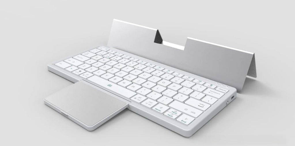 Three-in-one wireless Bluetooth keyboard with touch pad, leather sheath and stand for tablets