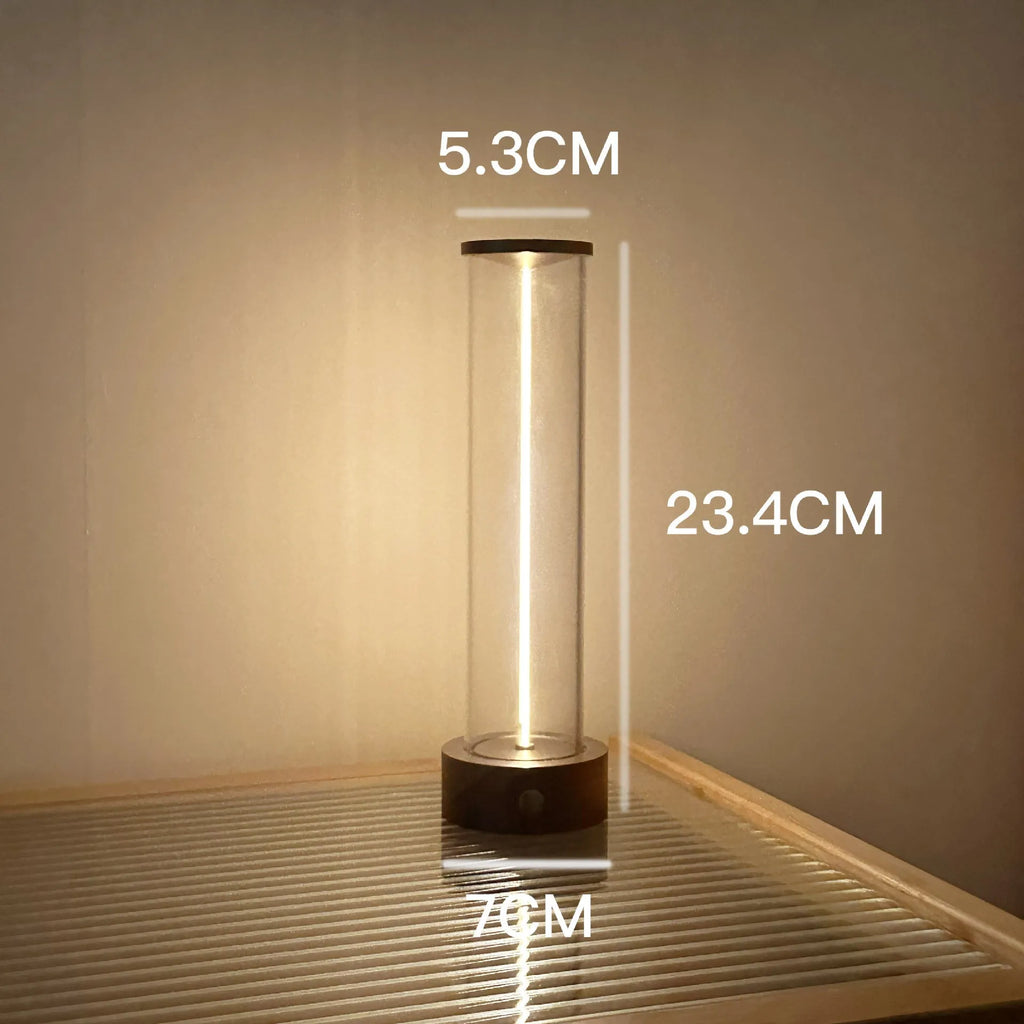 Modern linear glass USB LED night light strip with magnetic adhesive base.