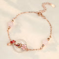 S925 sterling silver bracelet with white chalcedony crystals in floral new Chinese style design