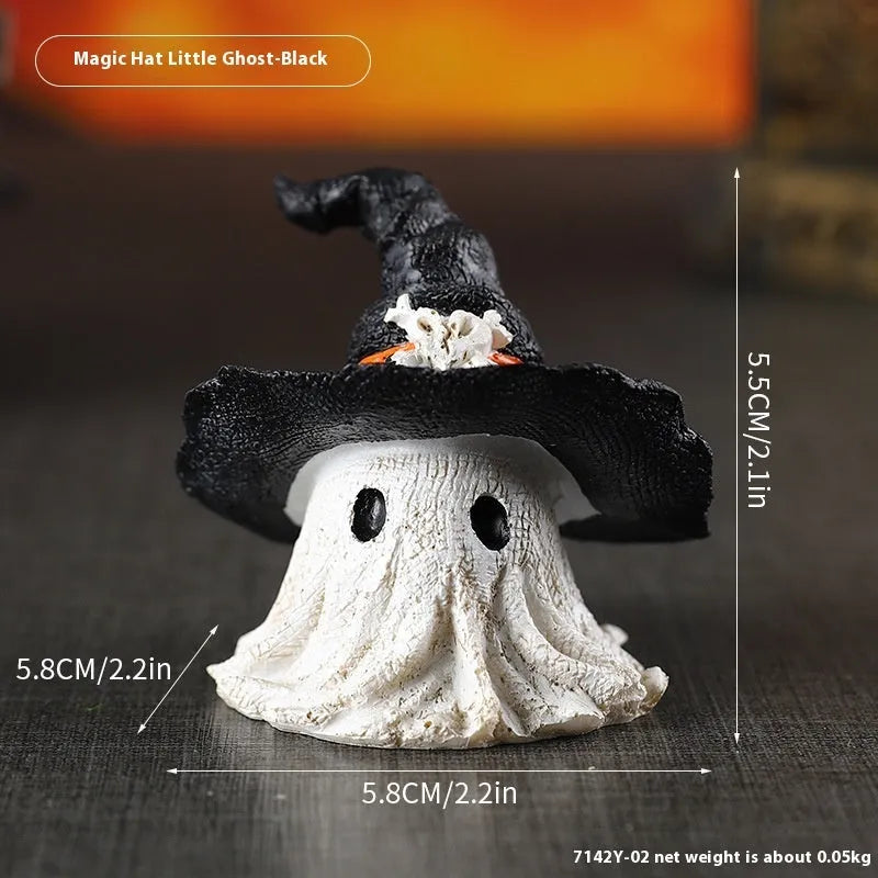 Resin Halloween wizard hat ornament in black or purple colour.