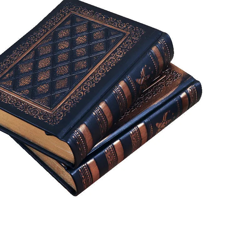 Embossed faux leather notepad in bronze colour with three-dimensional pattern and thick pages