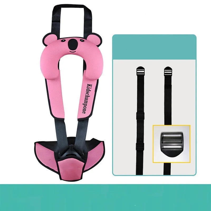Cute Number One portable child seat belt retainer in rose pink, for children 12-36kg.