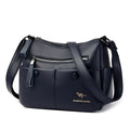 Soft PU leather women's crossbody shoulder bag in horizontal square shape with multiple internal pockets