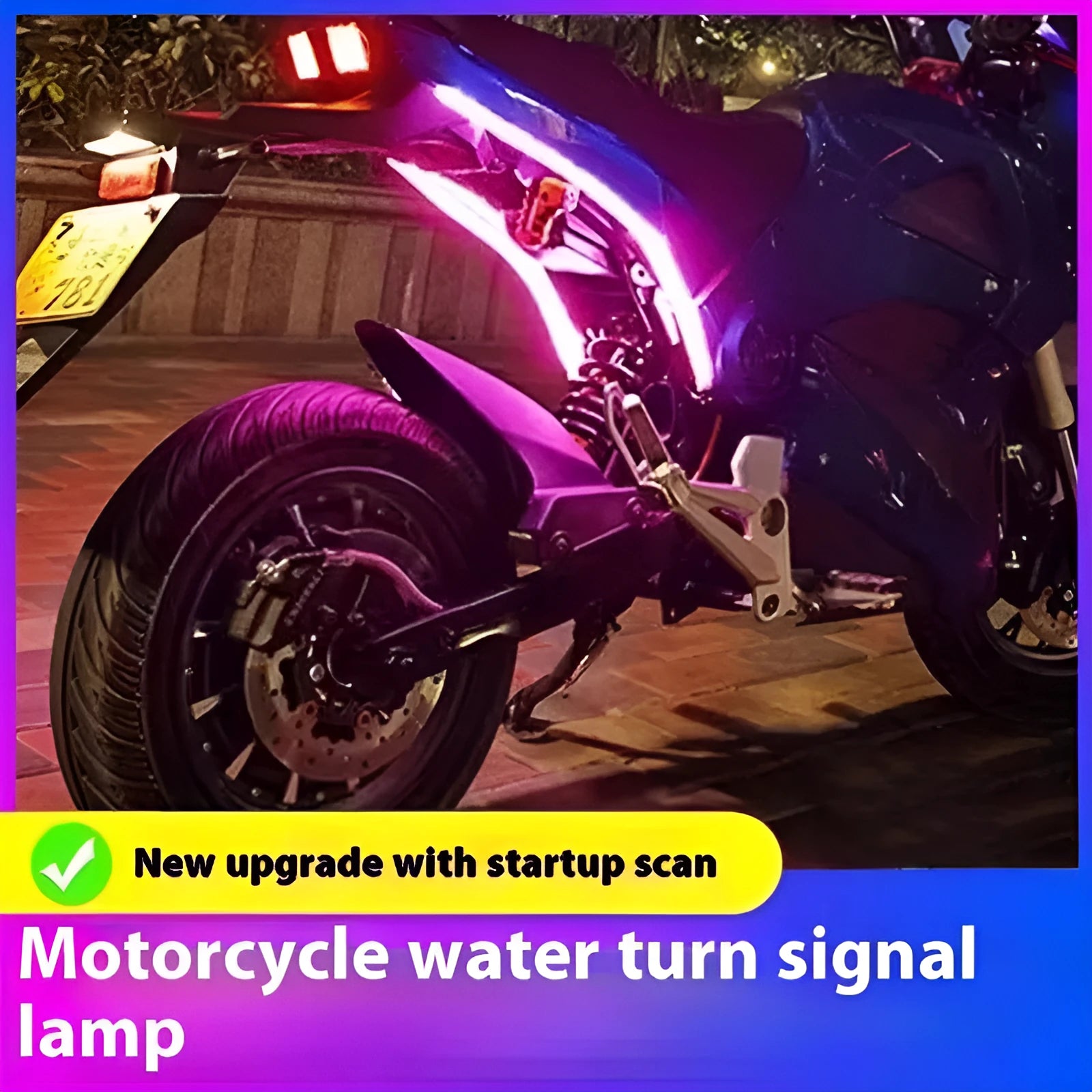 Motorcycle steering ambience light strip with running water colour-changing effect on handlebars