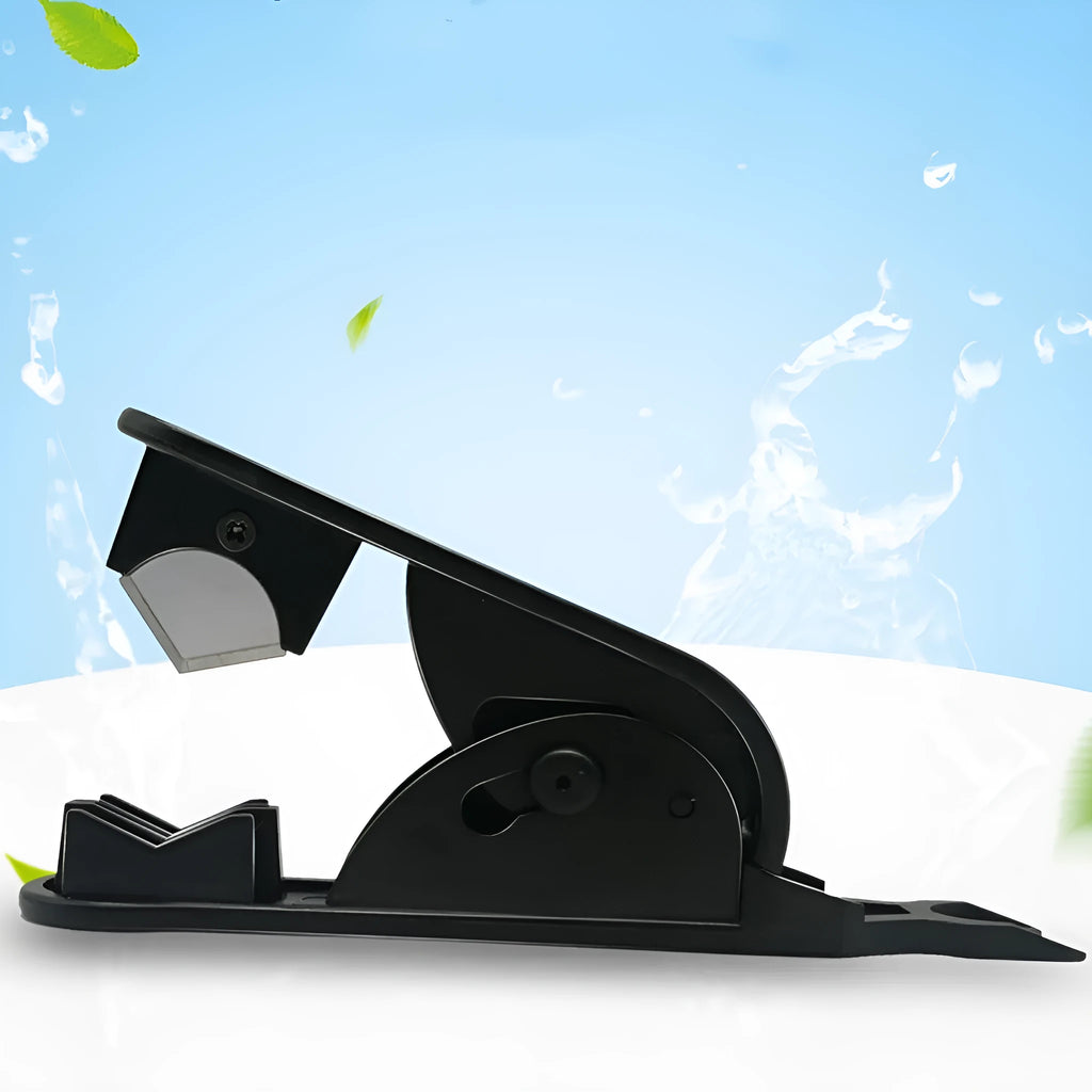Black household portable water purifier tube cutter with stainless steel knife body